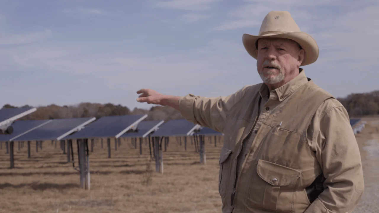 Authentic storytelling on location with a rancher and solar panels