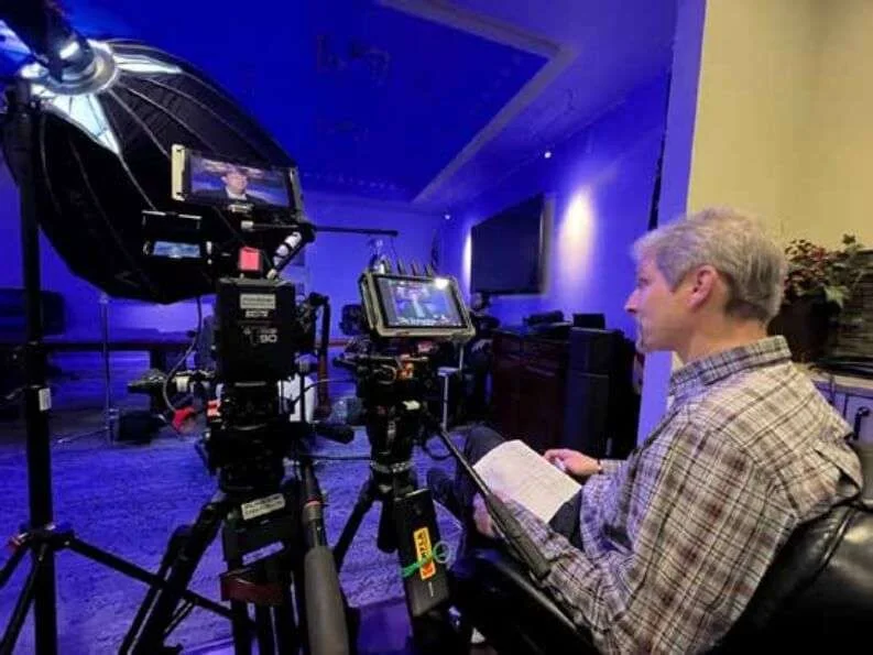 Roger Sorkin recording and directing an audio-visual production